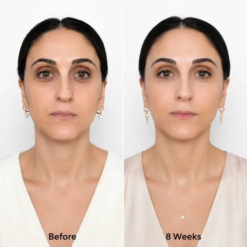 Jessica M. before and after 8 weeks of using the Fynoura sculpting routine