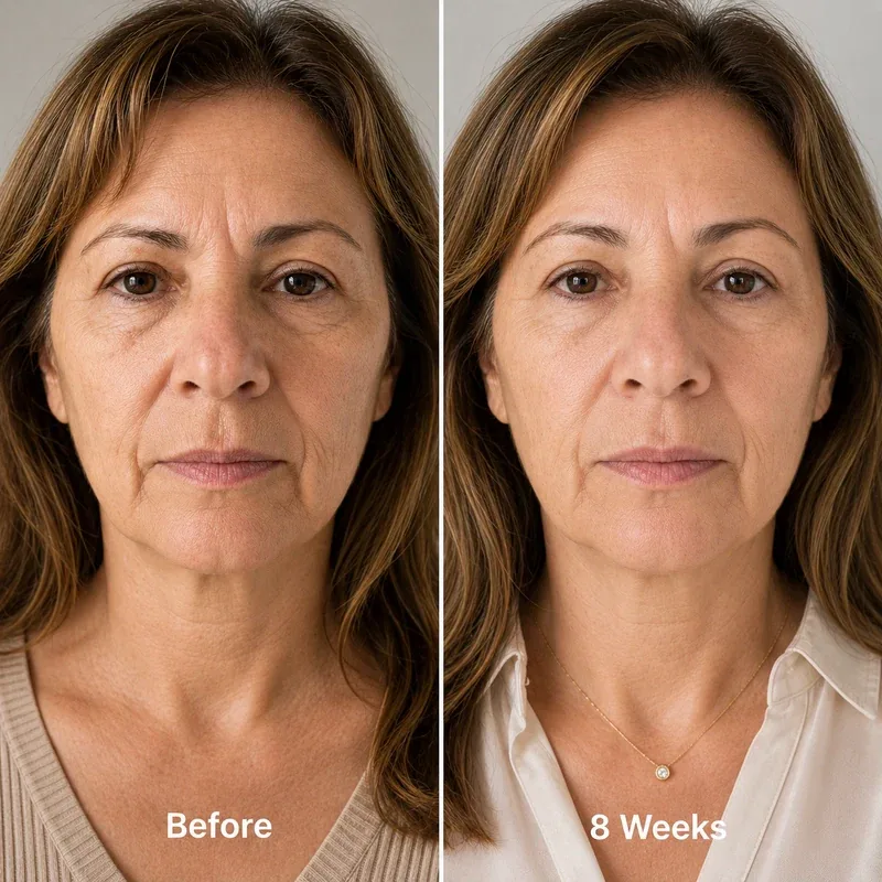Maria L. before and after 8 weeks of using the Fynoura sculpting routine
